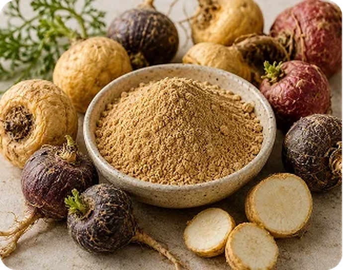Maca root, one of the four botanical extracts on the HoneyFil label